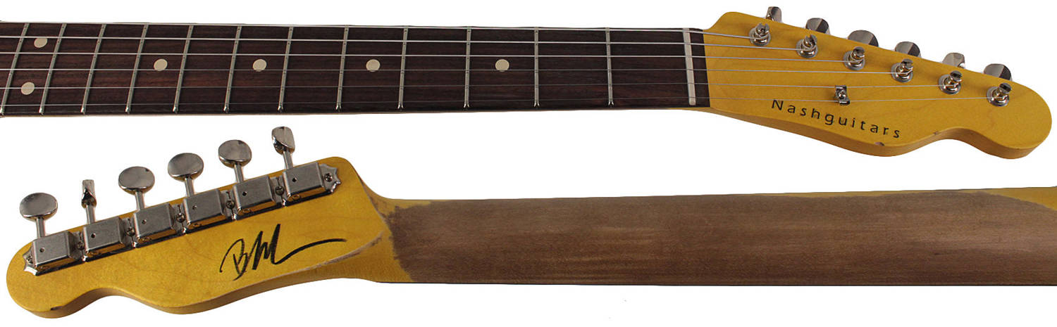 Nash T-2HB Guitar with Lollar Humbuckers in Sonic Blue - Light Aging