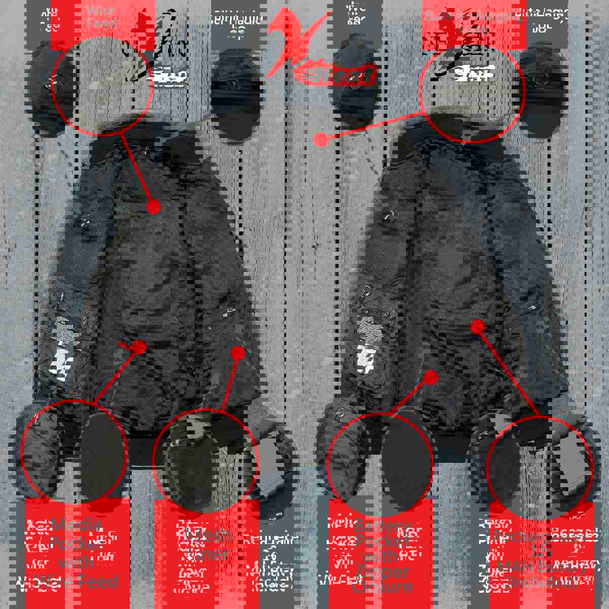 Nexgen Heat MPM1713SET12v Mens Grey Heated Front Zipper Hoodie Jacket with Battery Pack for Outdoor Activities