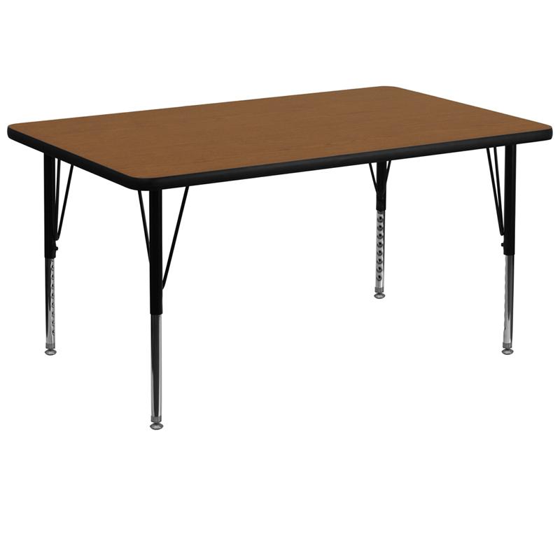 Flash Furniture 36W x 72L Rectangular Oak HP Laminate Activity Table - Adjustable Height for Kids