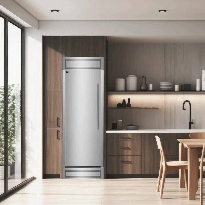 FORNO Maderno 32-Inch 13.6 cu.ft. Left Swing Convertible Refrigerator/Freezer Built-In with Decorative Grill Trim