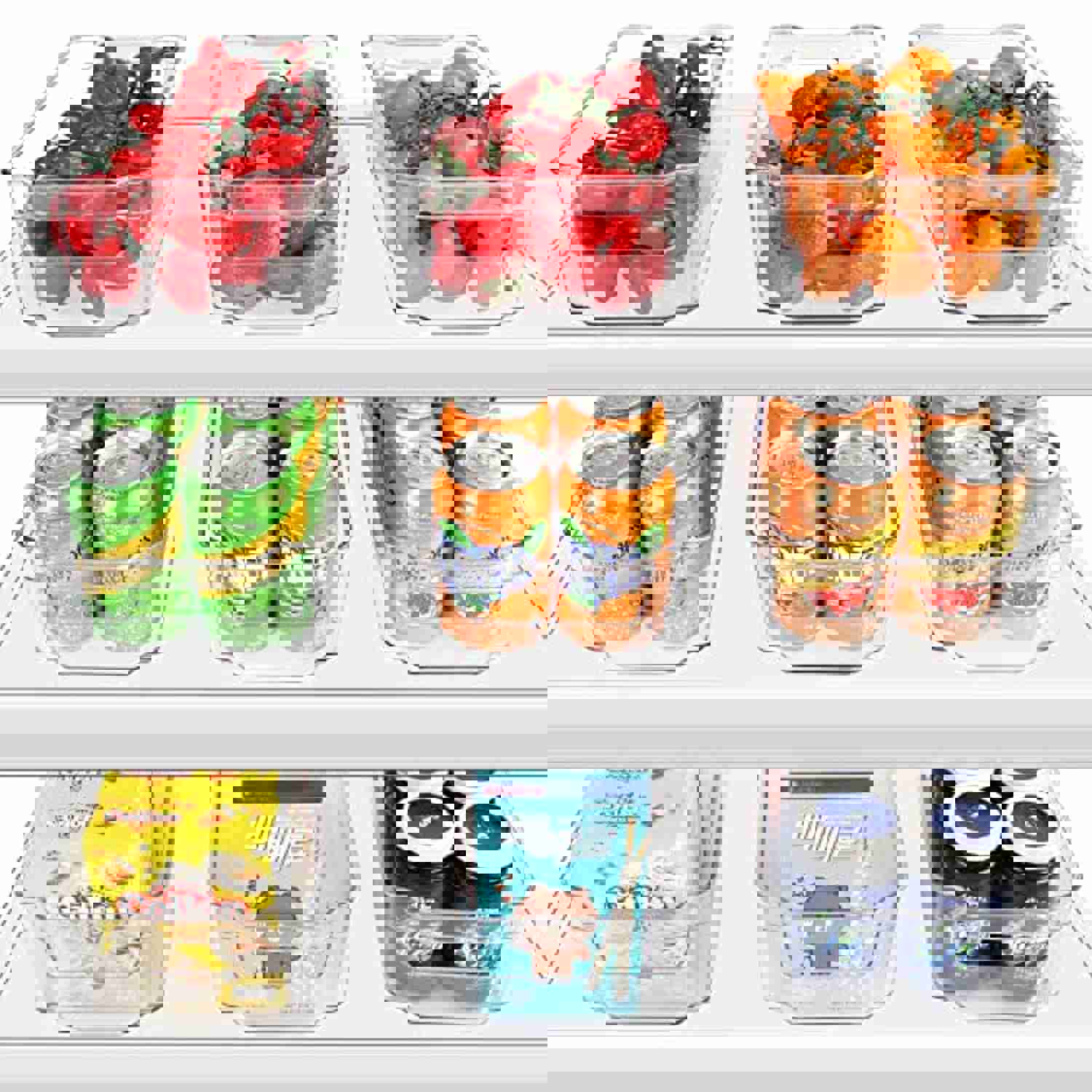 HERKKA 9-Pack Clear Plastic Food Storage Bins with Handles, BPA Free