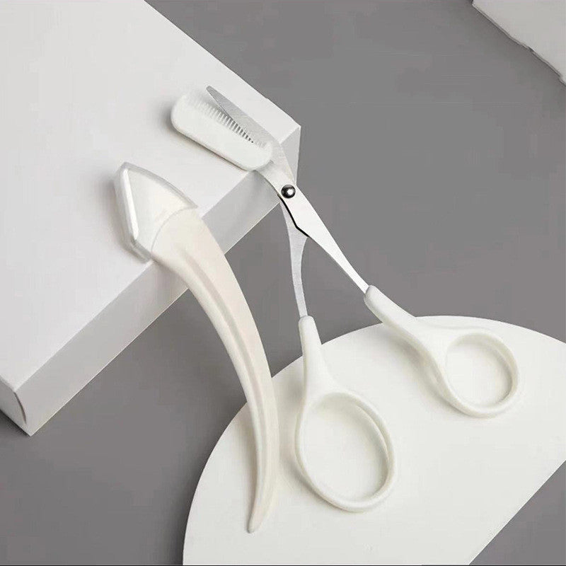 Eyebrow Trimming Knife With Comb - Curved Moon Small Beauty Tool