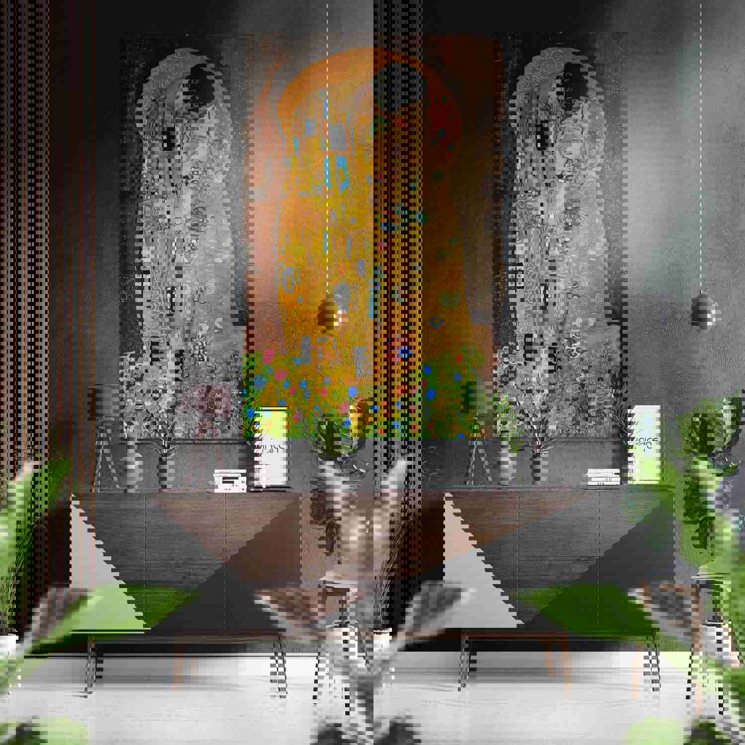 Klimts Kiss Brushed Aluminium Dibond Wall Art