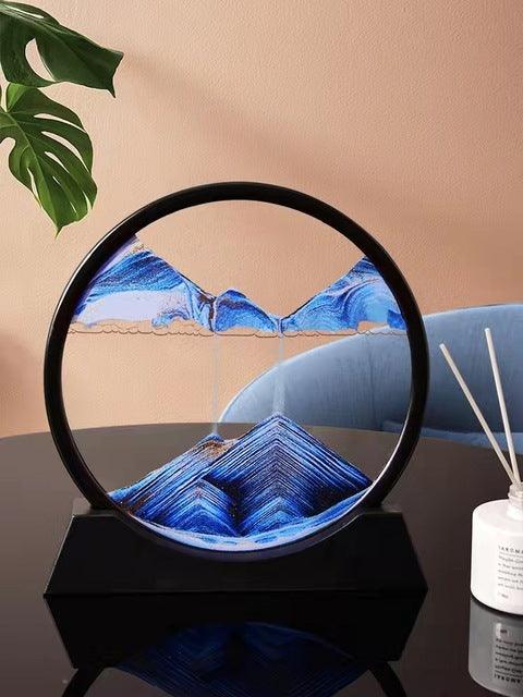 Round Quicksand Painting 3D Hourglass - Solid Wood Decoration for Living Room, Creative Office Gift