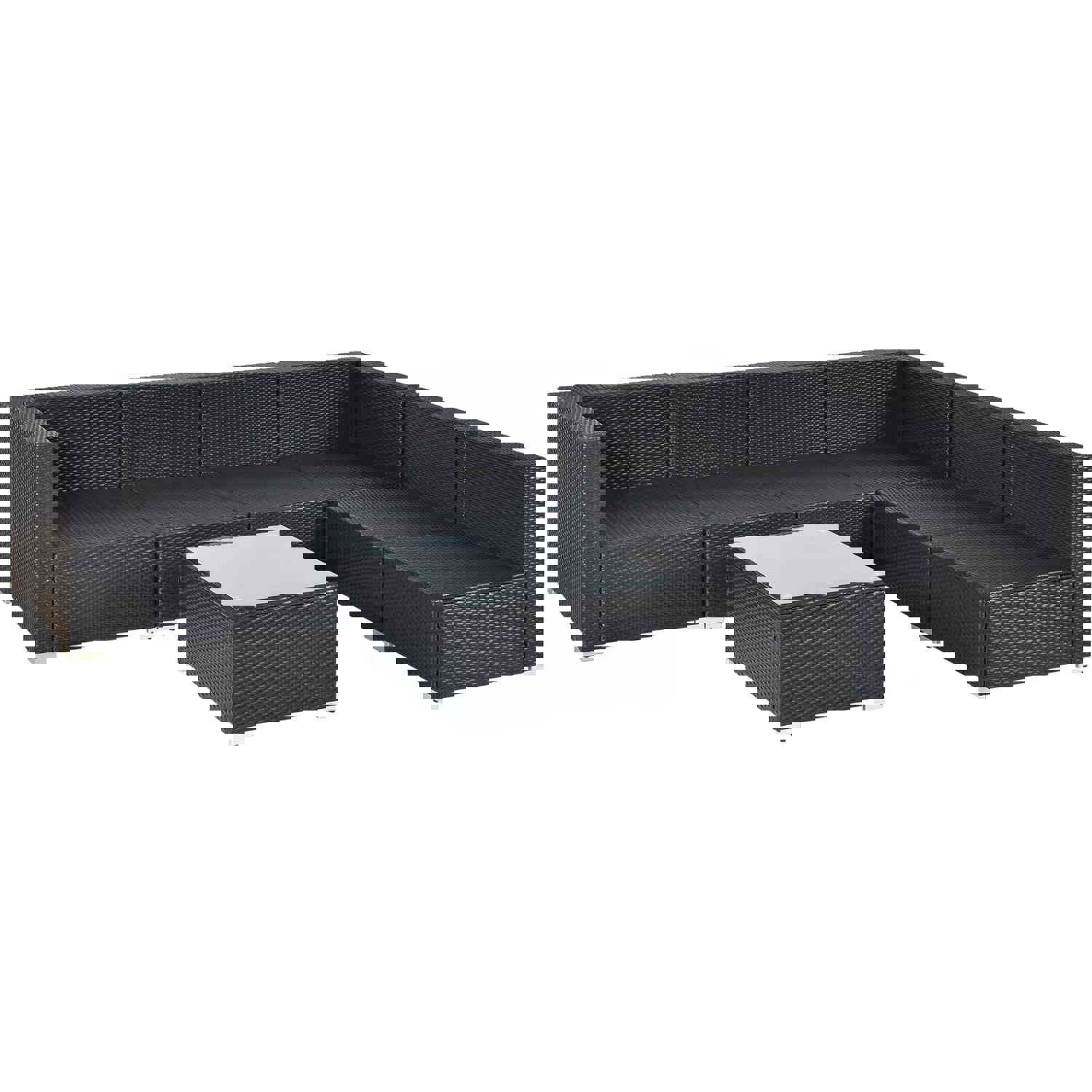 Outdoor Garden Patio Furniture 7-Piece PE Rattan Wicker Cushioned Sofa Sets with 2 Pillows and Coffee Table