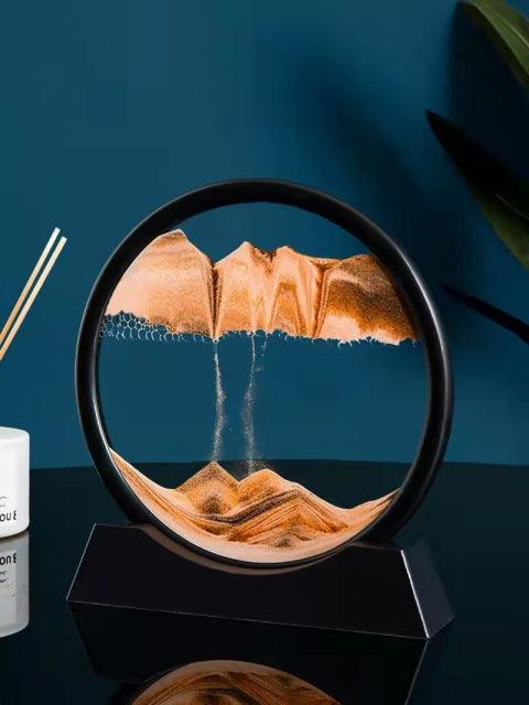Round Quicksand Painting 3D Hourglass - Solid Wood Decoration for Living Room, Creative Office Gift