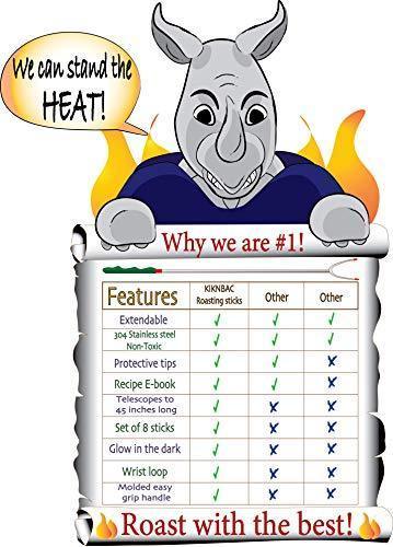 KBA Marshmallow Roasting Sticks Set of 8 - Telescoping Smores Sticks for Fire Pit with Glow in The Dark Handles