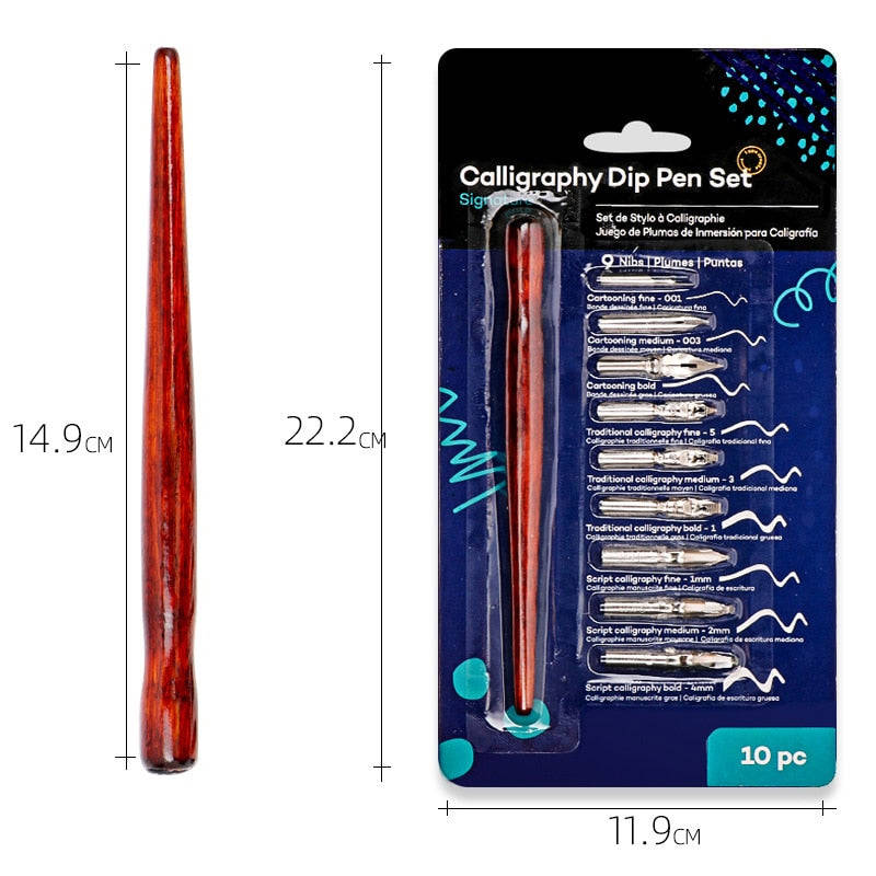 9 Calligraphy Nibs Dip Pen Set for Cartoon Animation Lettering Sketching Art Drawing