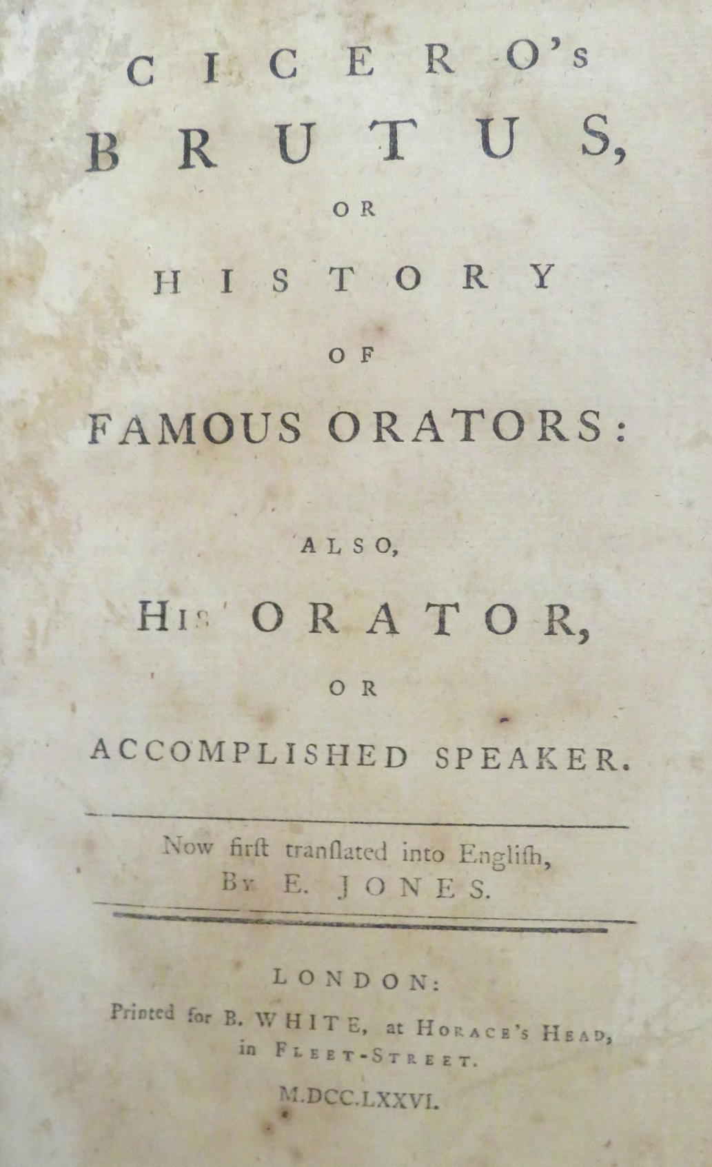 Brutus History of Famous Orators & Accomplished Speaker 1776 Cicero Leather Book