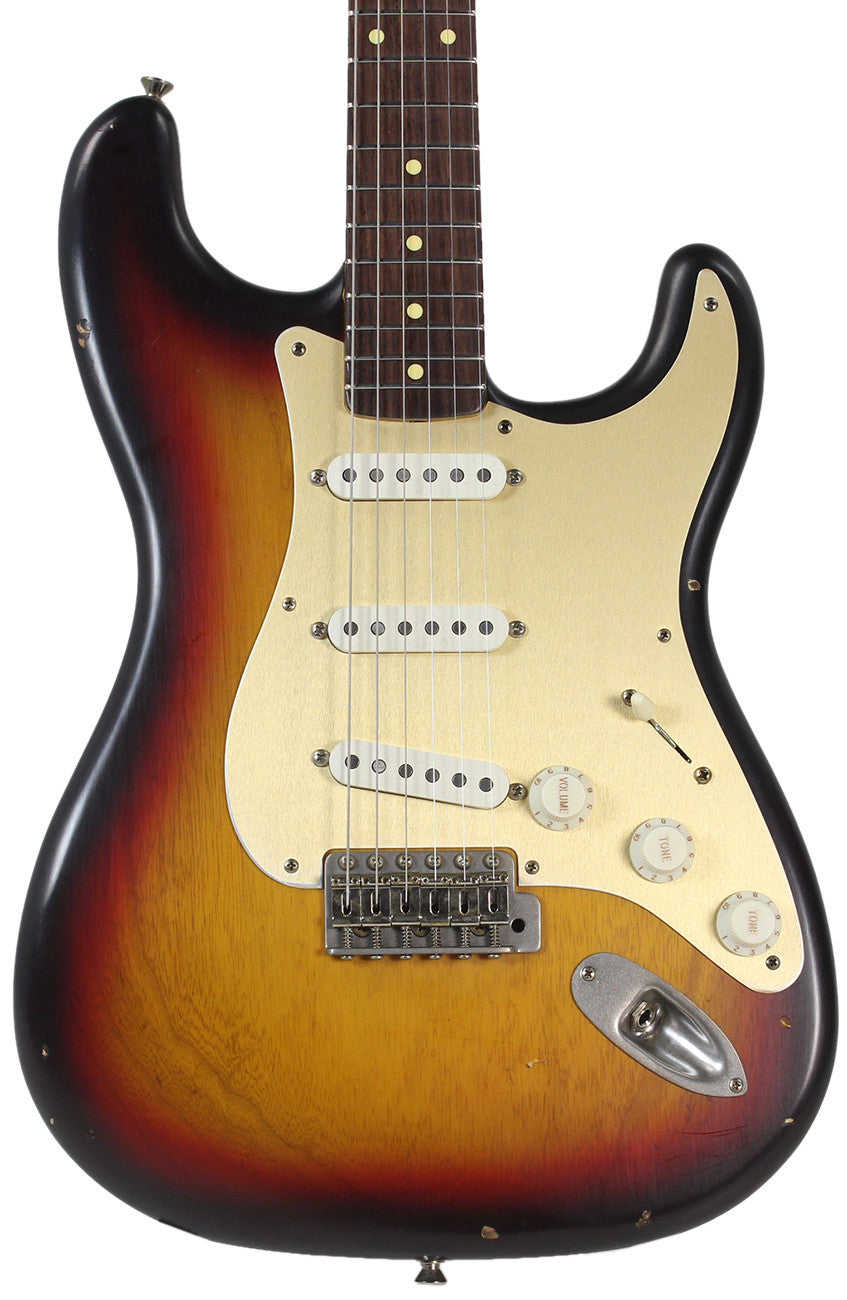 Nash S-63 Guitar, 3-Tone Sunburst, Gold PG, Light Aging - Vintage Strat Model