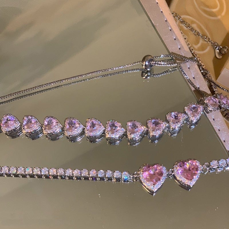 Evelyn Heart Choker Necklace - 925 Sterling Silver with Cubic Zirconia