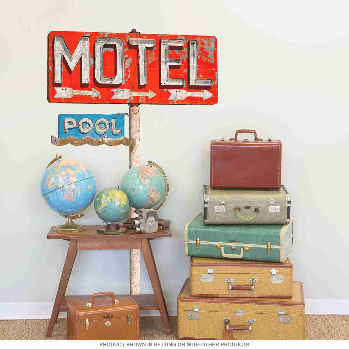 Motel Pool Signpost Extendable Wall Decal - Retro Neon Sticker for Home & Business Decor