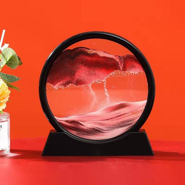 Round Quicksand Painting 3D Hourglass - Solid Wood Decoration for Living Room, Creative Office Gift
