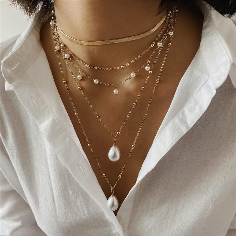 The Lynn Layered Pearl Necklace - 925 Sterling Silver with High-Quality CZ