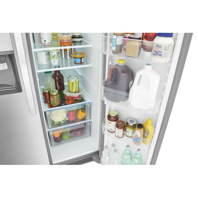 Frigidaire 25.6-cu ft Side-by-Side Refrigerator with Ice Maker and Water Dispenser (Fingerprint Resistant Stainless Steel)