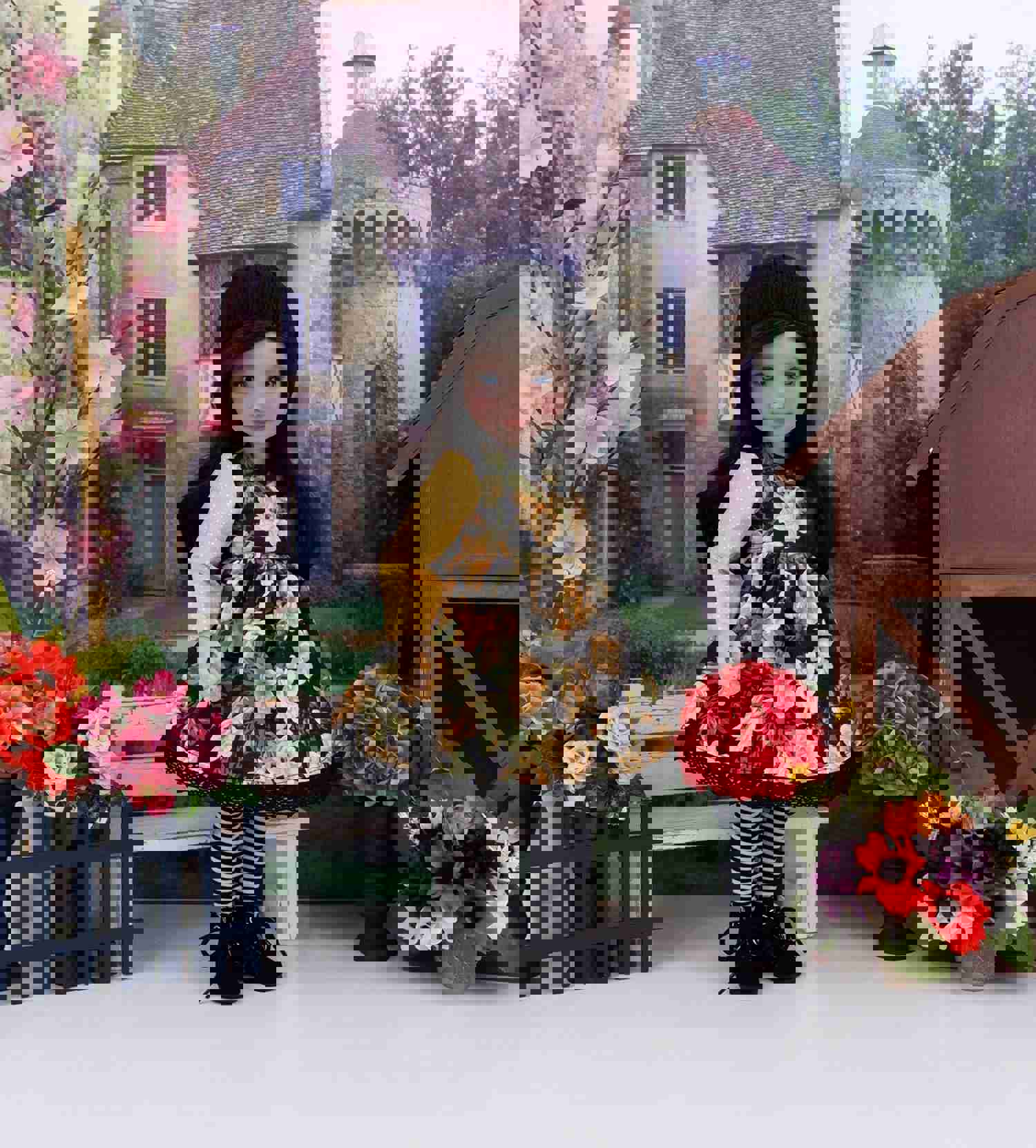 Autumn Magnolias Dress Ensemble with Boots for Ruby Red Fashion Friends Doll