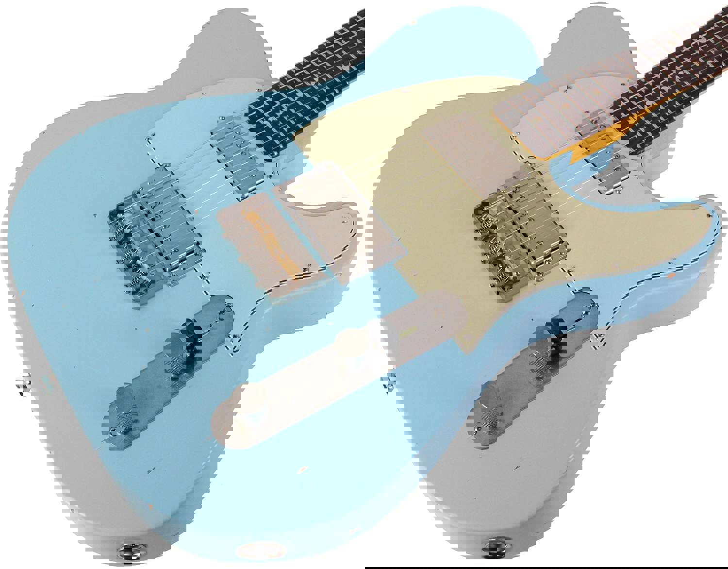 Nash T-2HB Guitar with Lollar Humbuckers in Sonic Blue - Light Aging