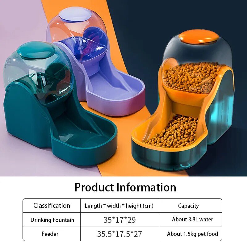 3.8L Automatic Pet Feeder and Water Fountain for Dogs and Cats
