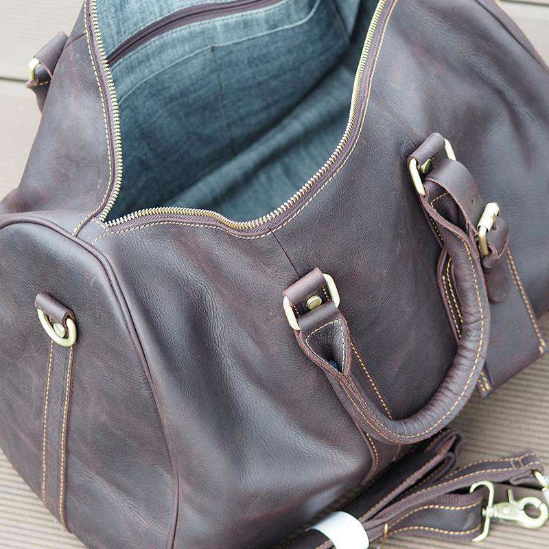 Cool Leather Men's Weekender Duffle Bag - Vintage Travel Bag