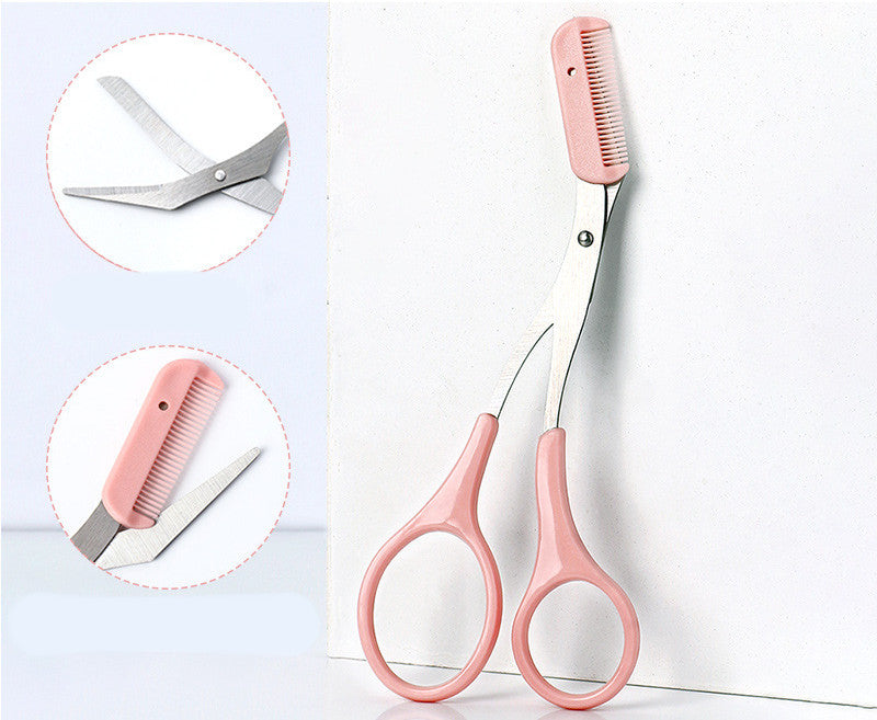 Eyebrow Trimming Knife With Comb - Curved Moon Small Beauty Tool