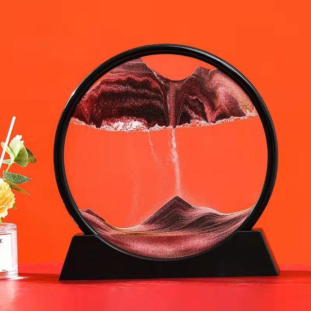 Round Quicksand Painting 3D Hourglass - Solid Wood Decoration for Living Room, Creative Office Gift