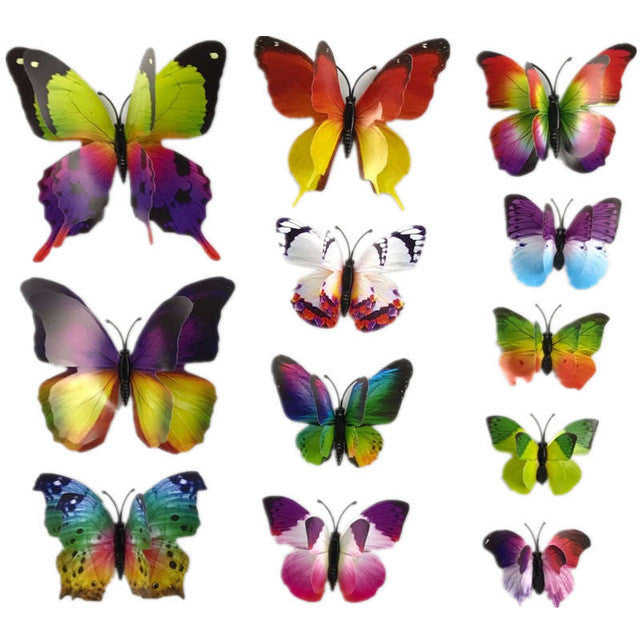 12pcs 3D PVC Wall Stickers Magnet Butterflies DIY Home Decor
