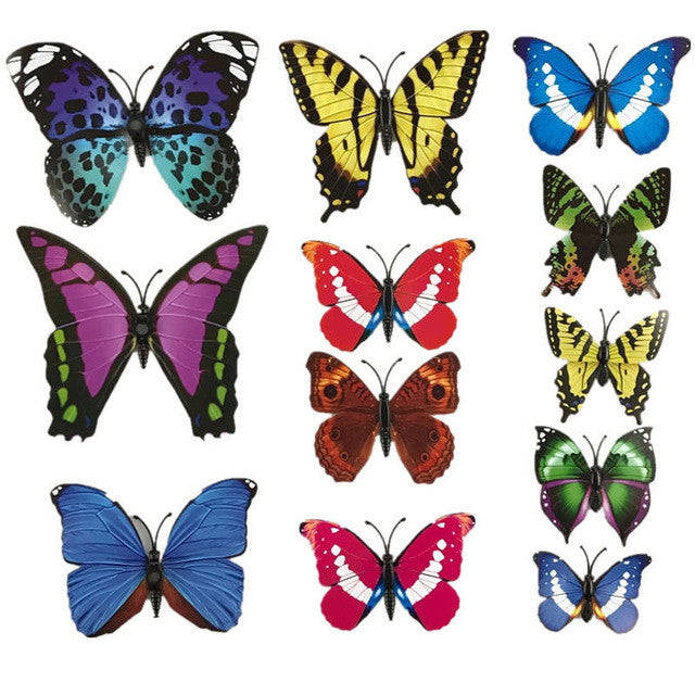 12pcs 3D PVC Wall Stickers Magnet Butterflies DIY Home Decor