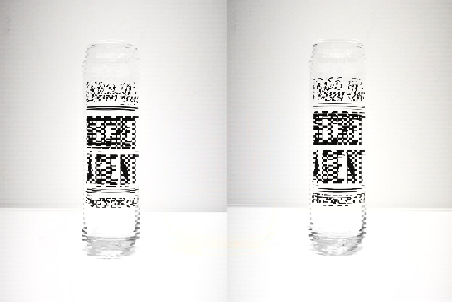 Secret Agent Supply Pint Glass - Sleek Espionage-Themed Drinking Glass