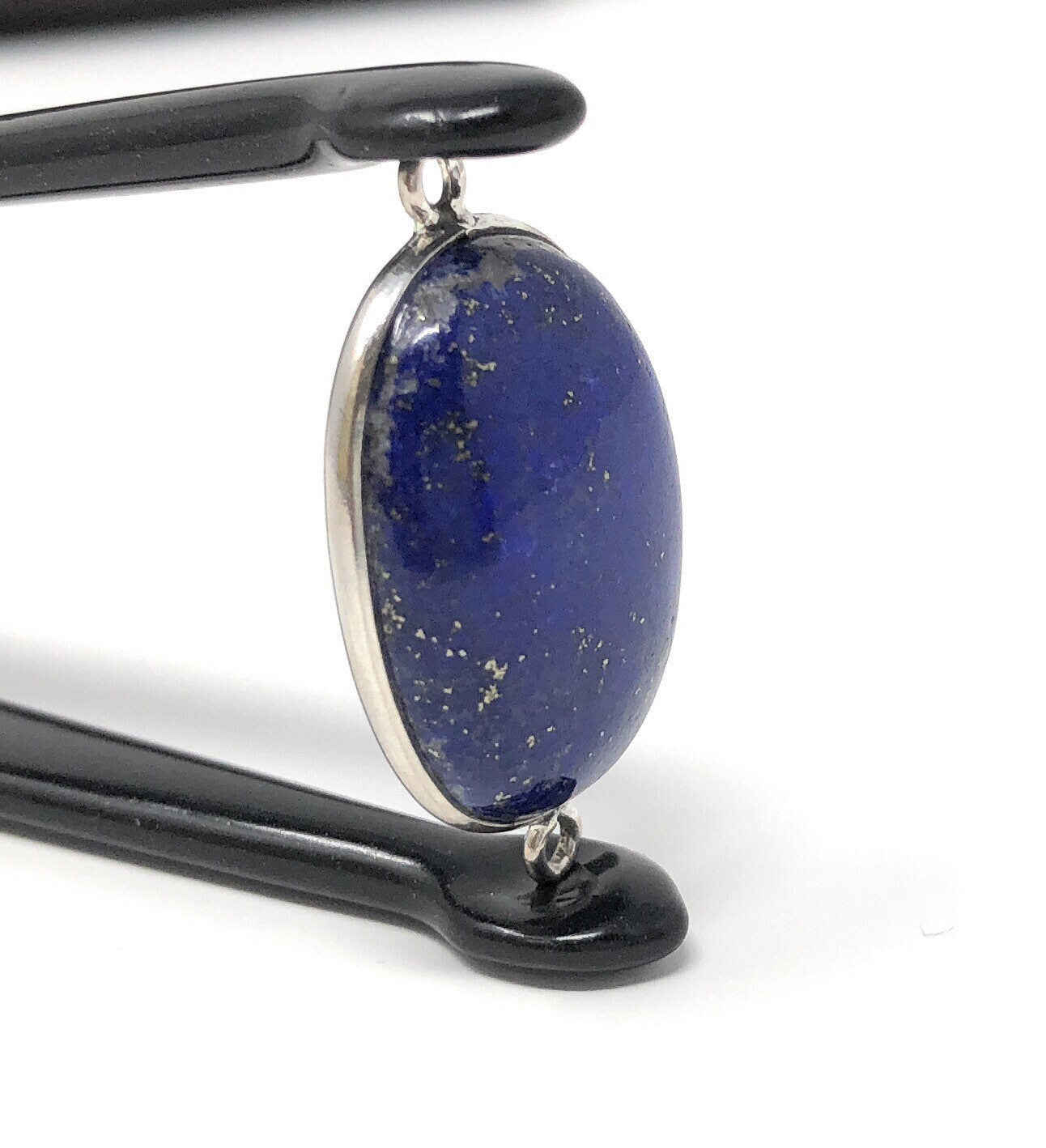 Sterling Silver Lapis Lazuli Bezel Connector for DIY Jewelry Making