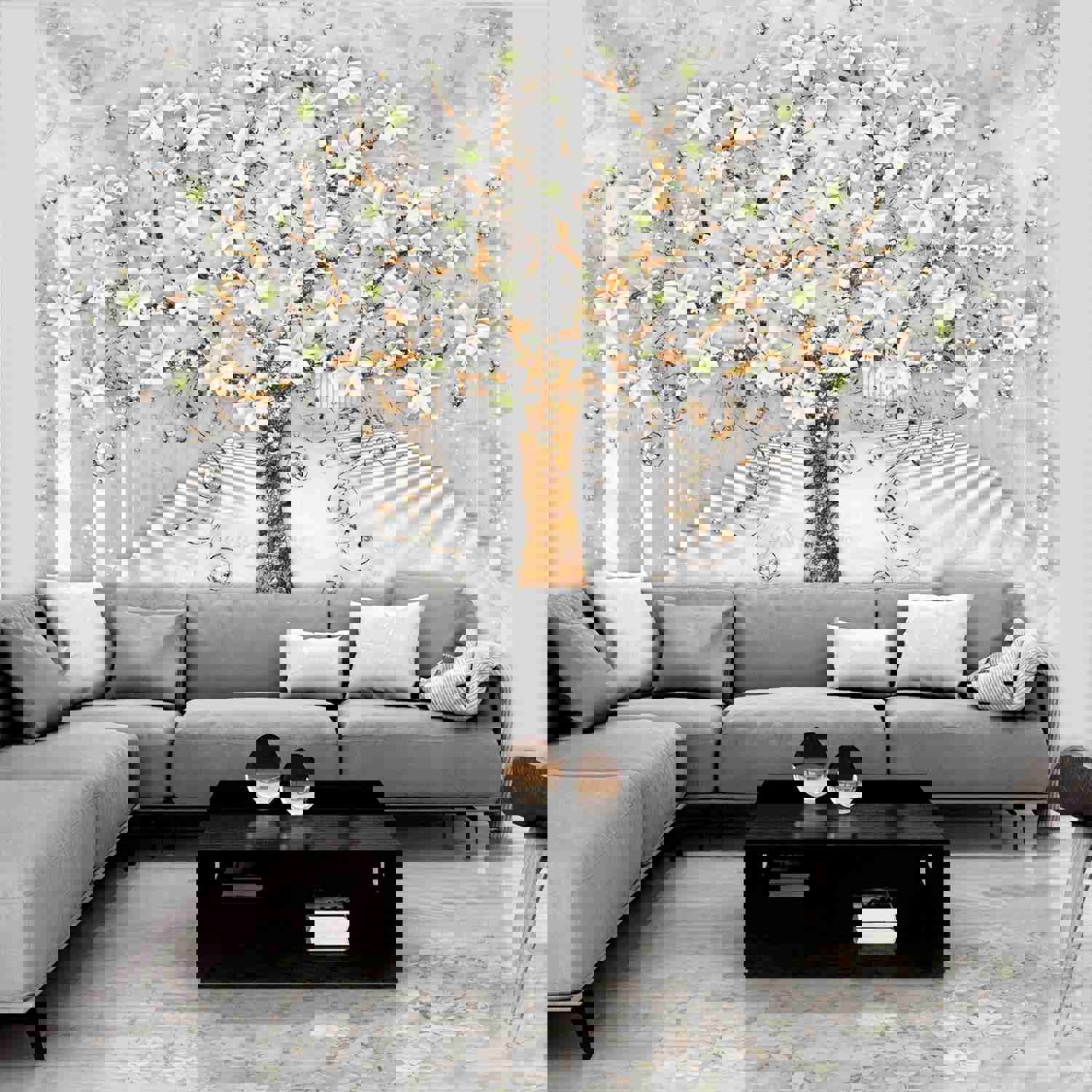 3D Illusion Peel & Stick Wall Mural - Tree In The Tunnel - Removable Wall Decals