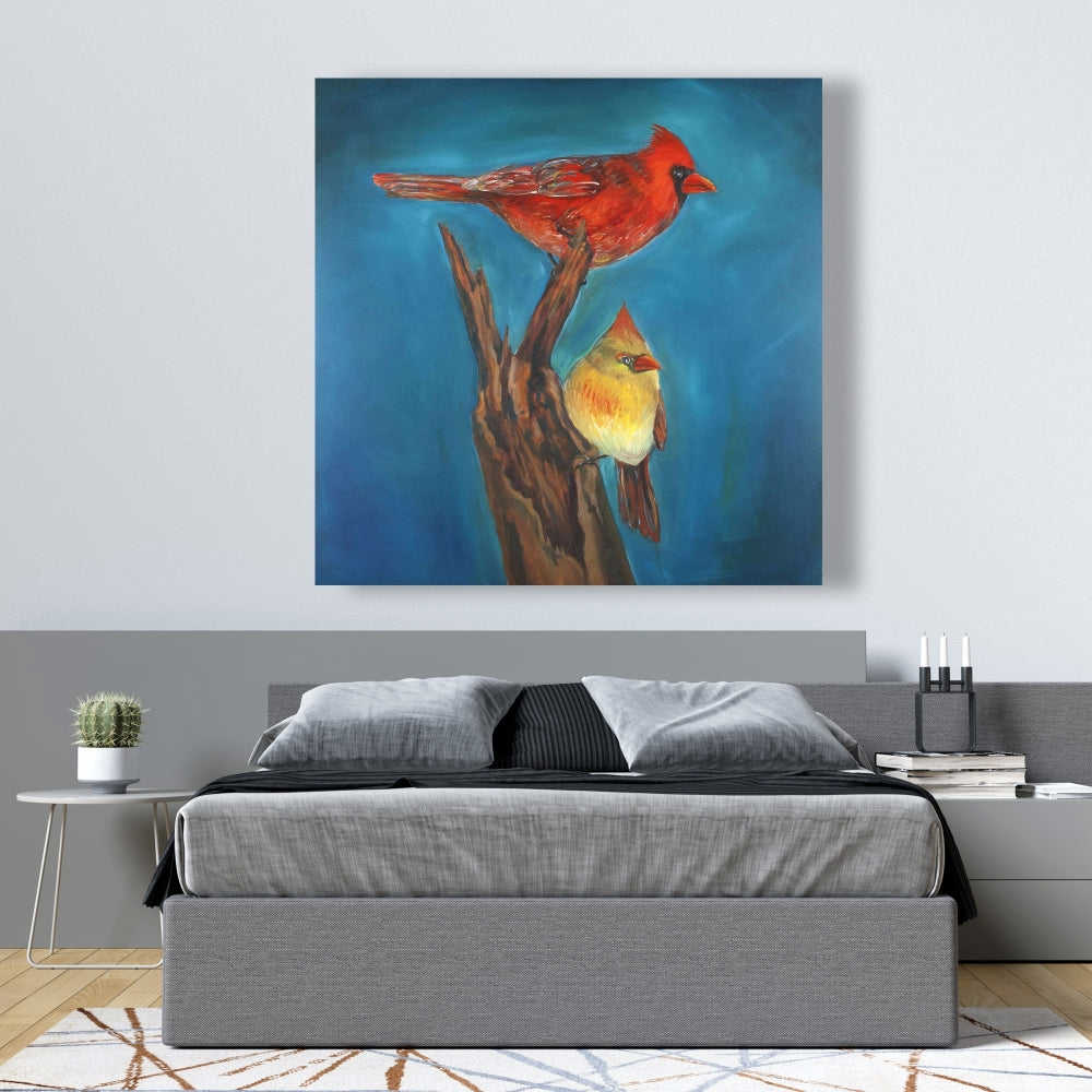 Birds On A Branch - Fine Art Gallery Wrapped Canvas 36x36