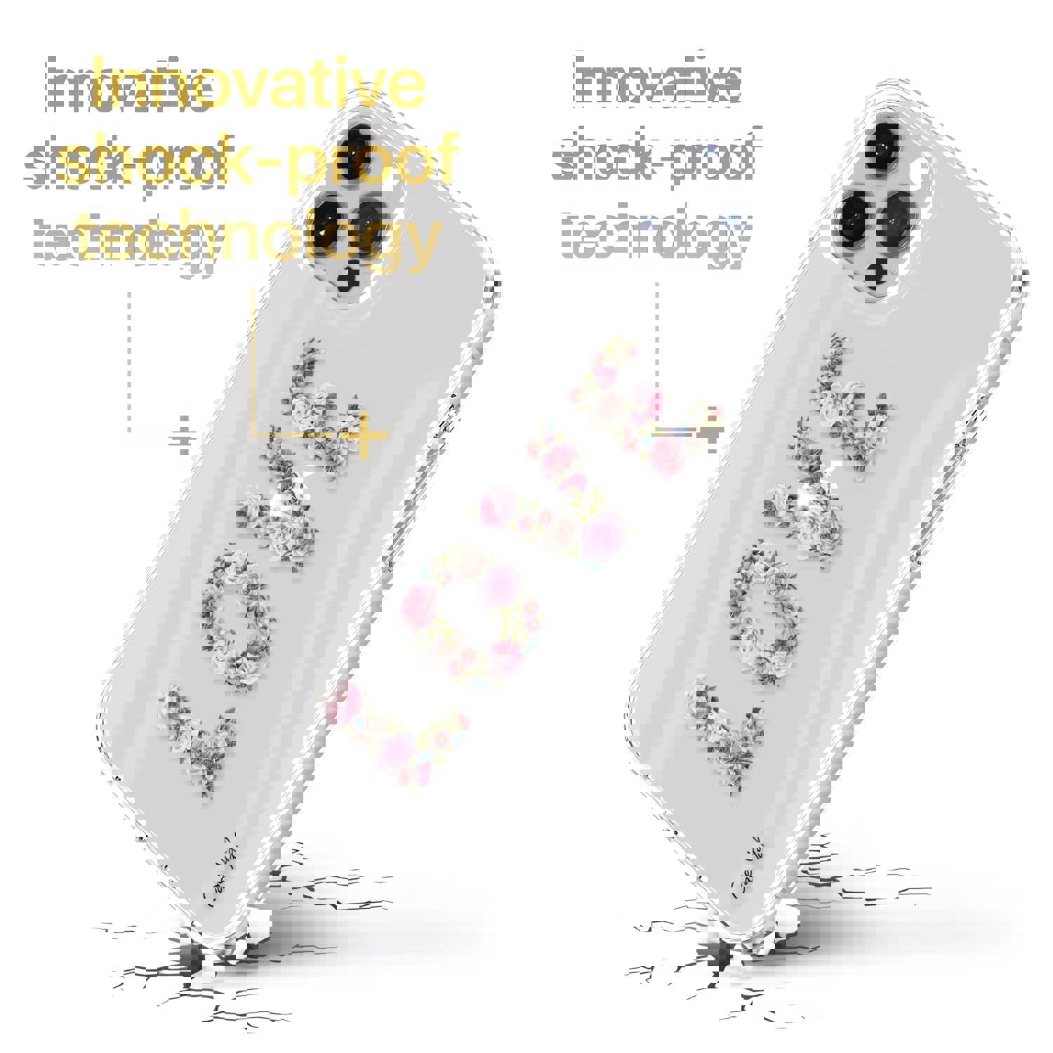 High-Quality TPU Clear Case with Love Flower Design for iPhone & Samsung Phones