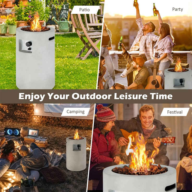 16 Round Outdoor Propane Fire Pit 30,000 BTU Auto-Ignition Patio Gas Fire Pit with Waterproof Cover, Touch-up Pen & Lava Rocks