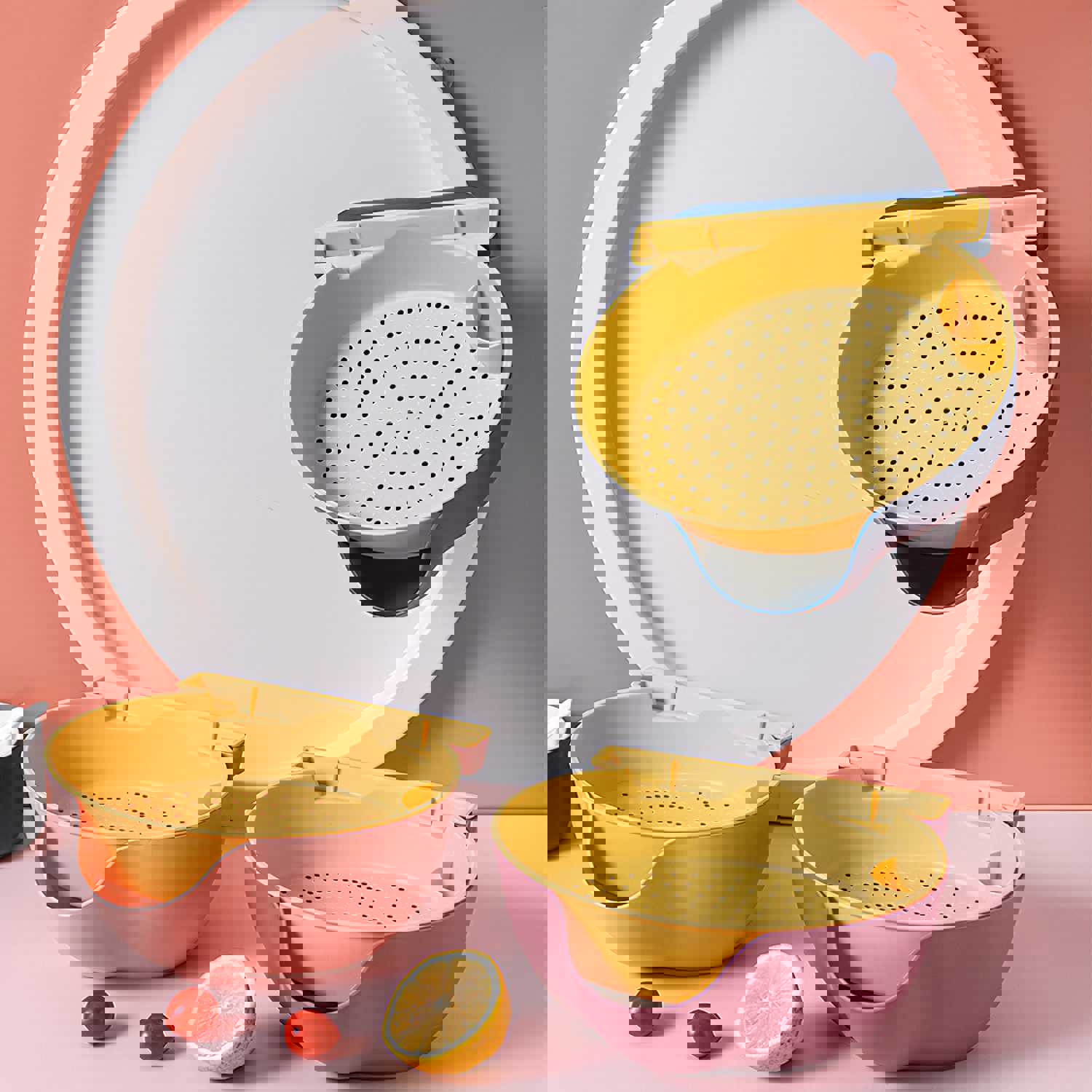 Dual Layer Nordic Style Vegetable and Fruit Storage Box - BPA Free PP Plastic Kitchen Container