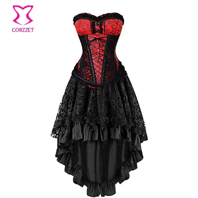 Victorian Corset and Skirt Set - Vintage Aristocrat Gothic Dress for Women