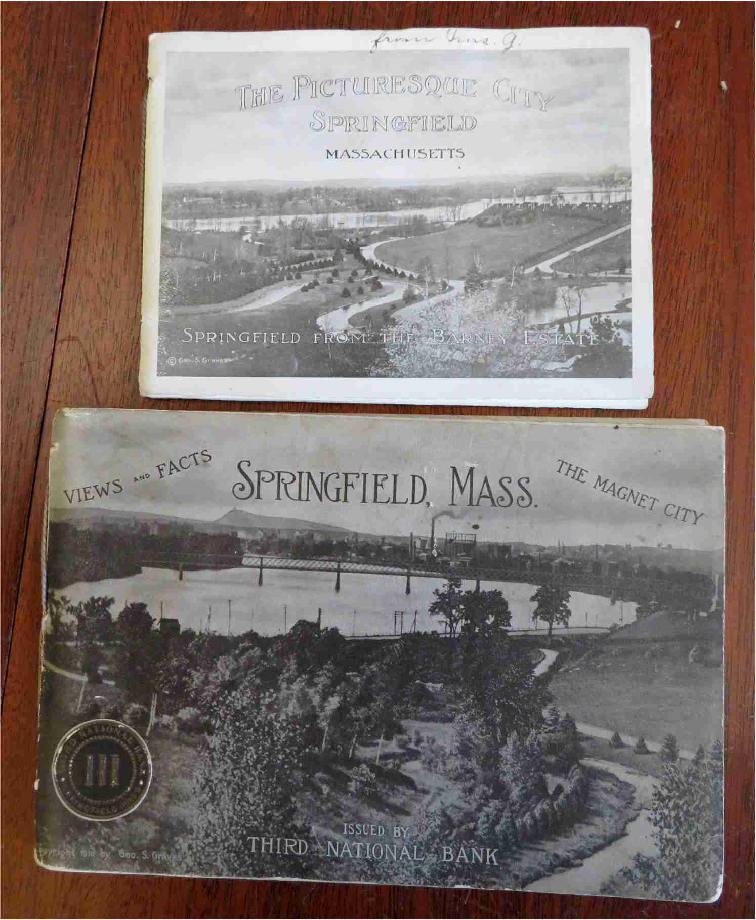Springfield Massachusetts 1910-13 Souvenir View Book Lot x 2 with Street Scenes & Autos