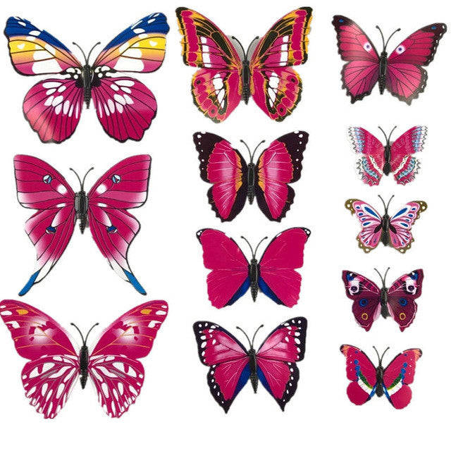 12pcs 3D PVC Wall Stickers Magnet Butterflies DIY Home Decor