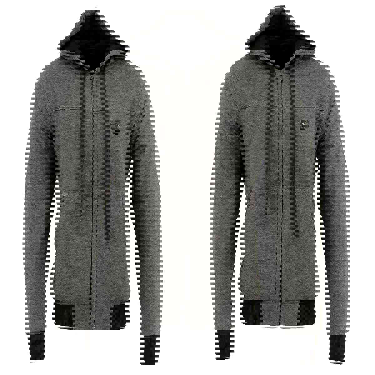 Nexgen Heat MPM1713SET12v Mens Grey Heated Front Zipper Hoodie Jacket with Battery Pack for Outdoor Activities