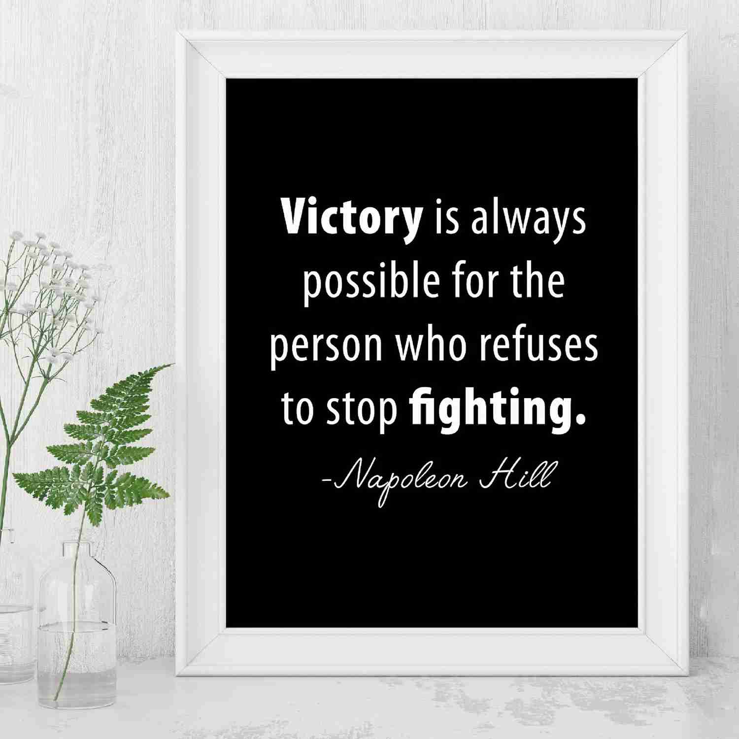 Napoleon Hill Quotes - Victory Is Possible Inspirational Wall Art - 8 x 10 Modern Typographic Print