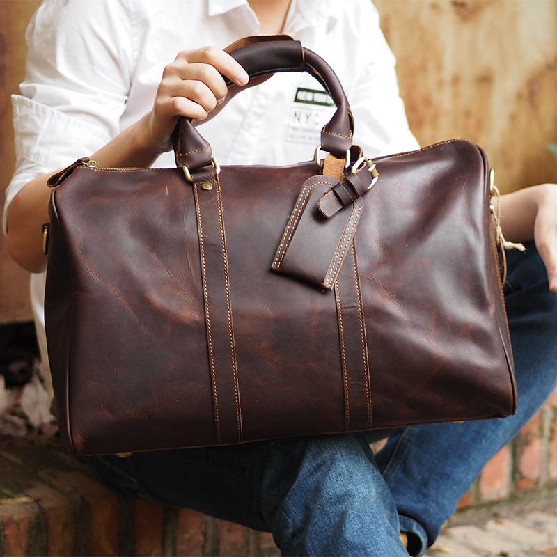 Cool Leather Men's Weekender Duffle Bag - Vintage Travel Bag