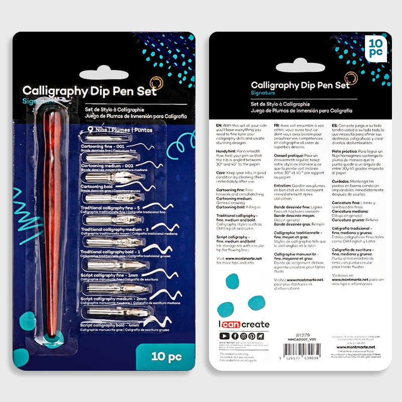9 Calligraphy Nibs Dip Pen Set for Cartoon Animation Lettering Sketching Art Drawing
