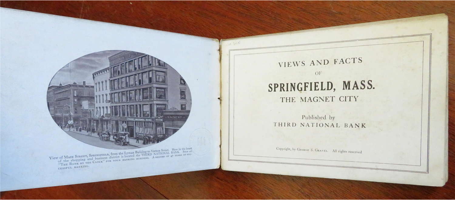 Springfield Massachusetts 1910-13 Souvenir View Book Lot x 2 with Street Scenes & Autos