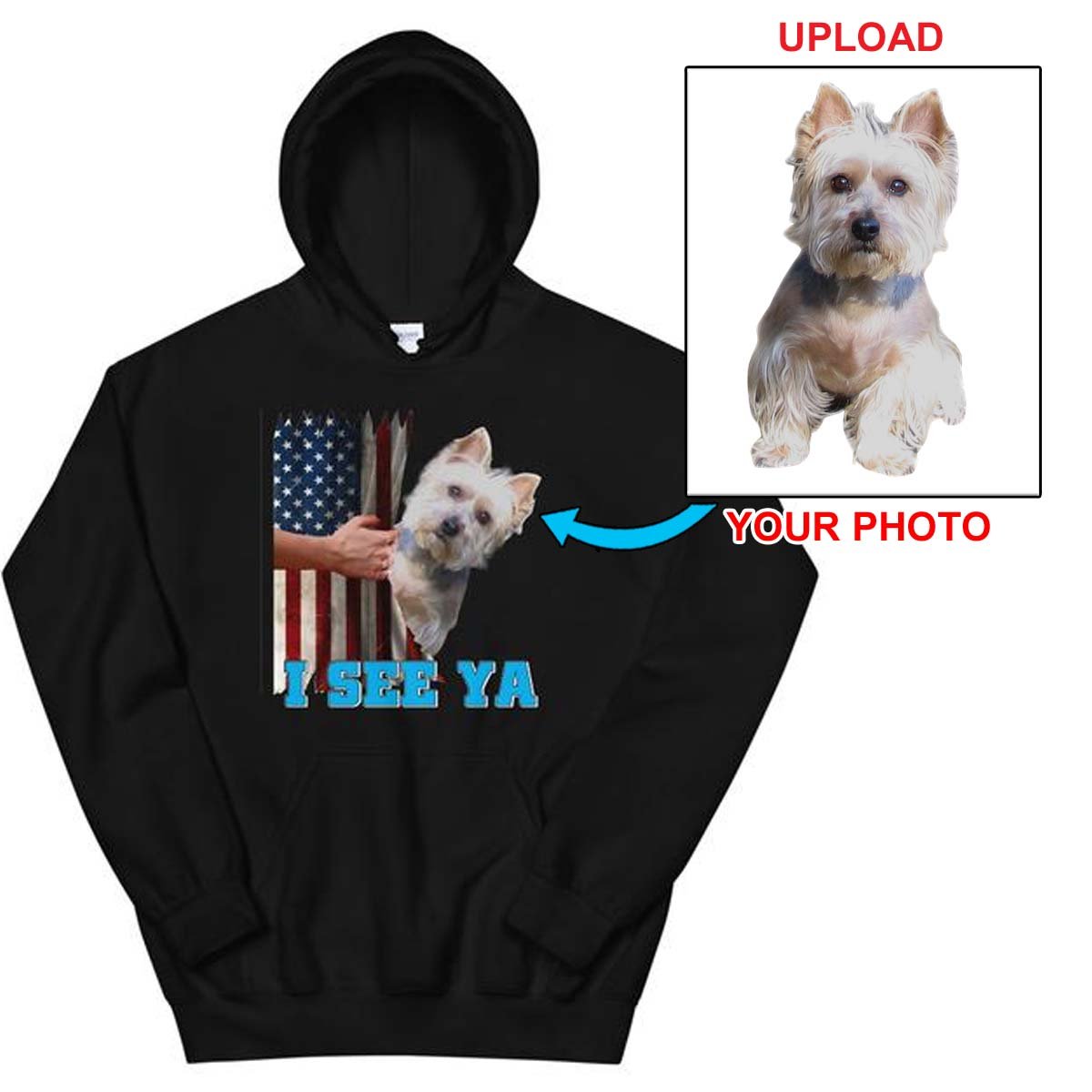 Custom Print Hoodie with Your Dog's Photo - Unique & Personalized