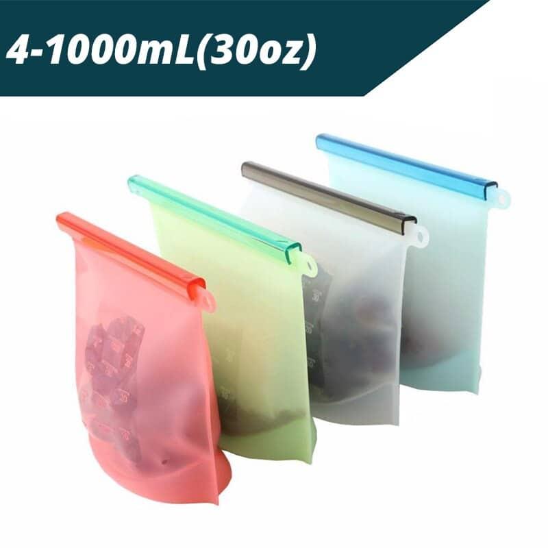 Reusable Silicone Food Storage Bags 4 Pcs Set
