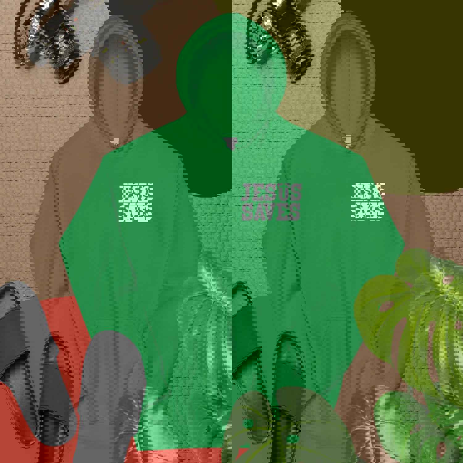 F&H Christian Jesus Saves Mens Two Sided Hoodie