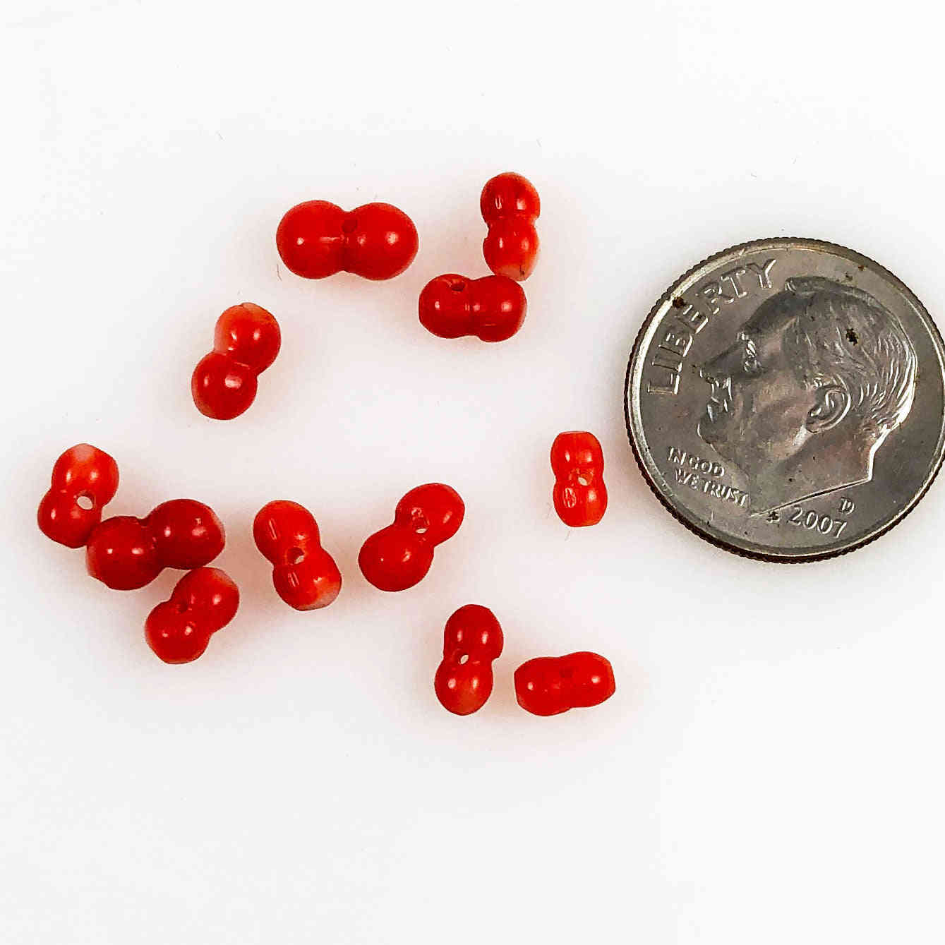 Italian Red Coral Bone Beads - Natural 12 Beads, Vintage Jewelry