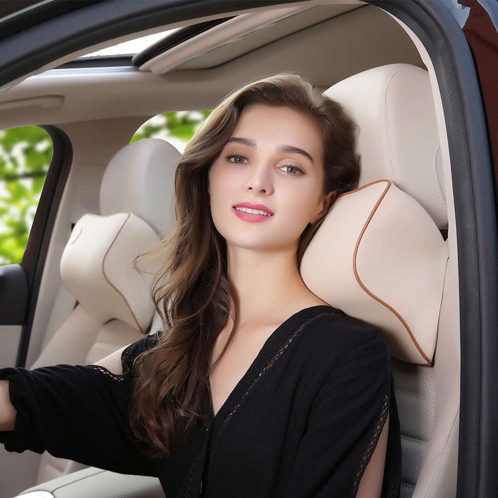 Car Headrest Neck Pillow - Memory Foam Support for Long Drives