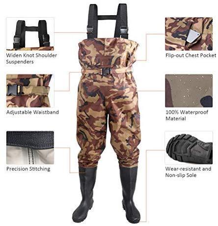 Kingdom Chest Waders Waterproof - Hunting & Fishing Waders with Neoprene Boots