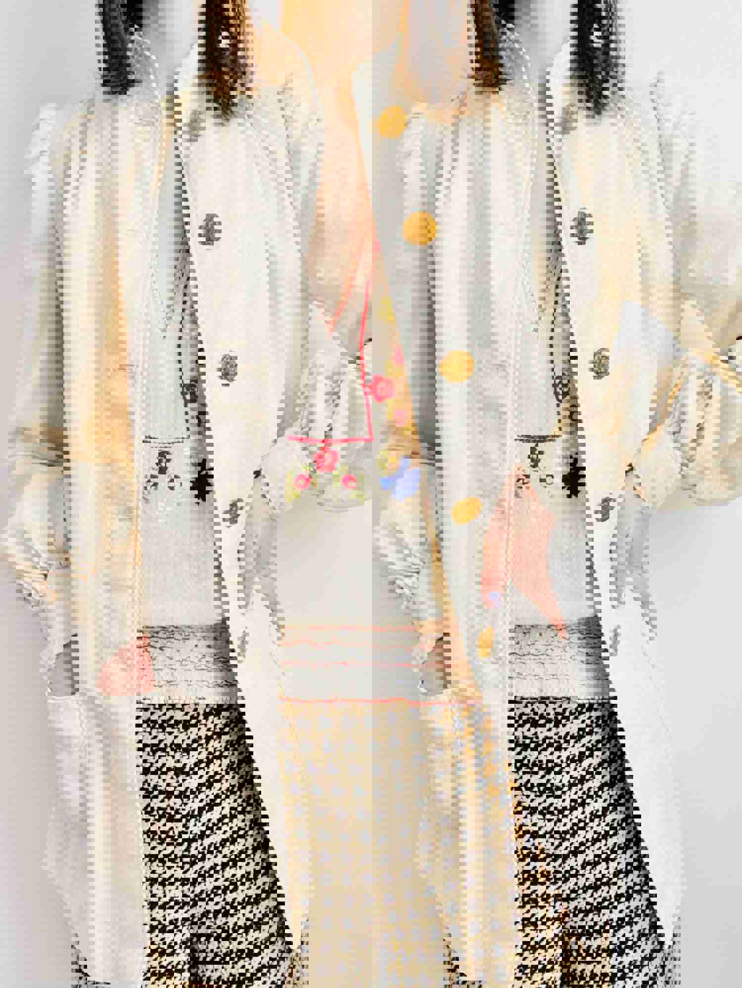 Vintage 1970s White Linen Jacket with Balloon Sleeves