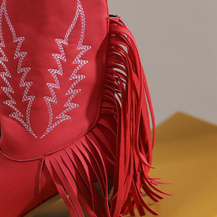 Disco Cowgirl Fringe Ankle Boots - Stylish Western Faux Leather Boots
